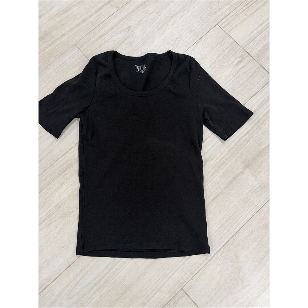 Time and Tru Women’s Size S Black Short Sleeve Pullover 100% Cotton